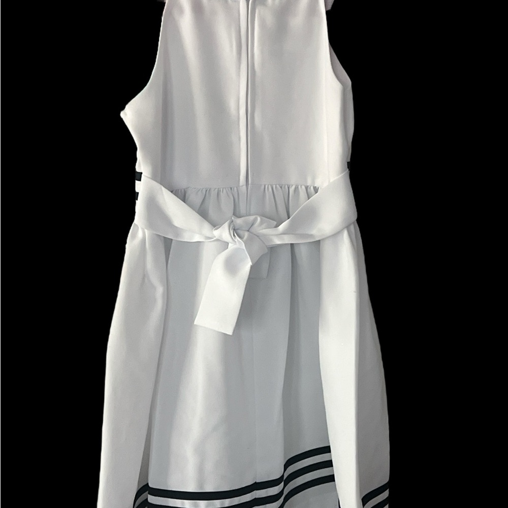 Bonnie Jean White Dress with Blue Bow and Stripes Size 6 - Picture 2 of 7